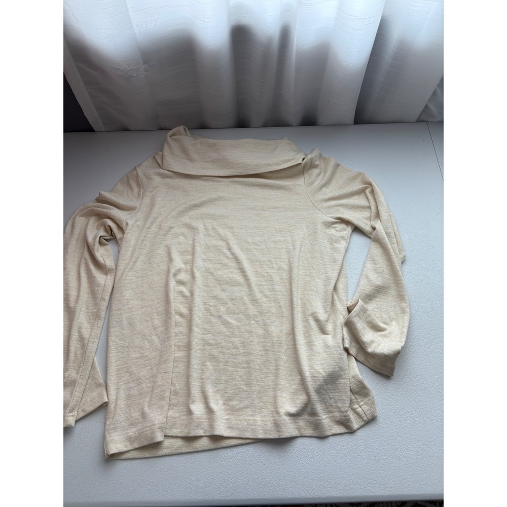 Banana Republic LuxeSpun Cowl Neck Long Sleeve Top Soft Knit Beige‎ L